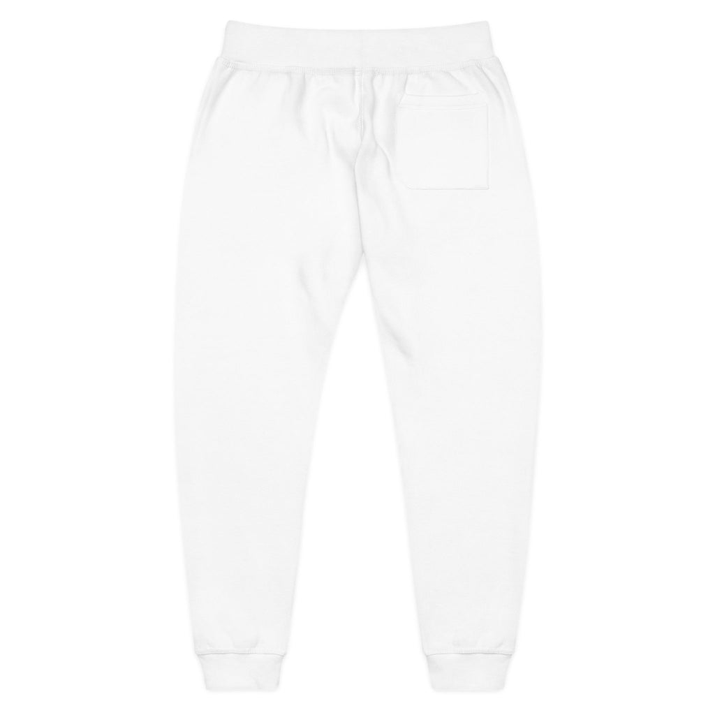 Embroidered Snake Logo Fleece Sweatpants — Cozy White Joggers