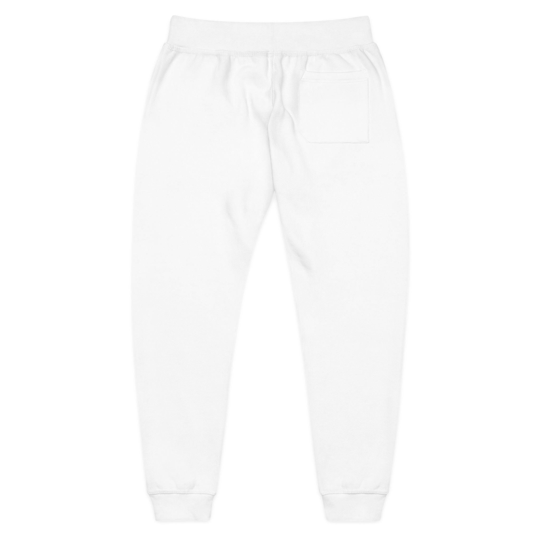 Embroidered Snake Logo Fleece Sweatpants — Cozy White Joggers