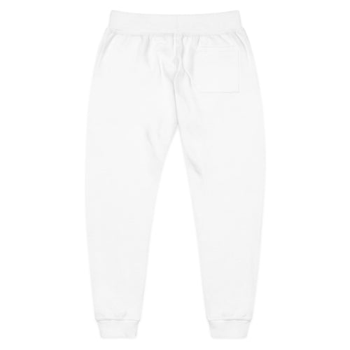 Embroidered Snake Logo Fleece Sweatpants — Cozy White Joggers