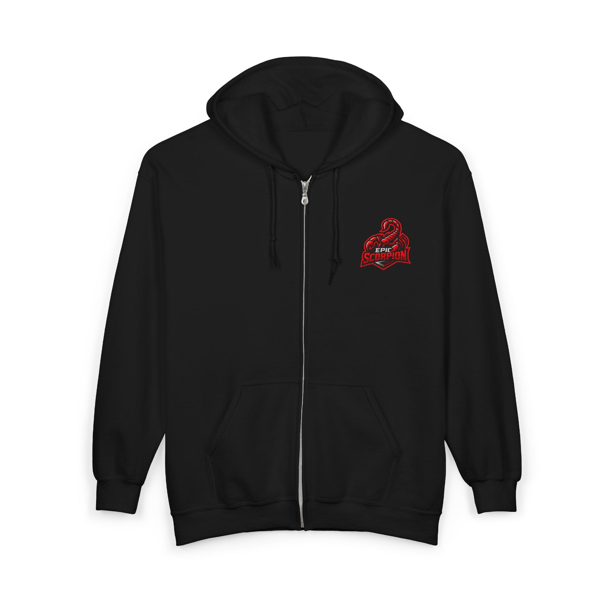 Red Skull Zip Hoodie — Gothic Skull Chest Logo Full-Zip Sweatshirt