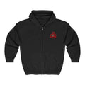 Red Skull Zip Hoodie — Gothic Skull Chest Logo Full-Zip Sweatshirt