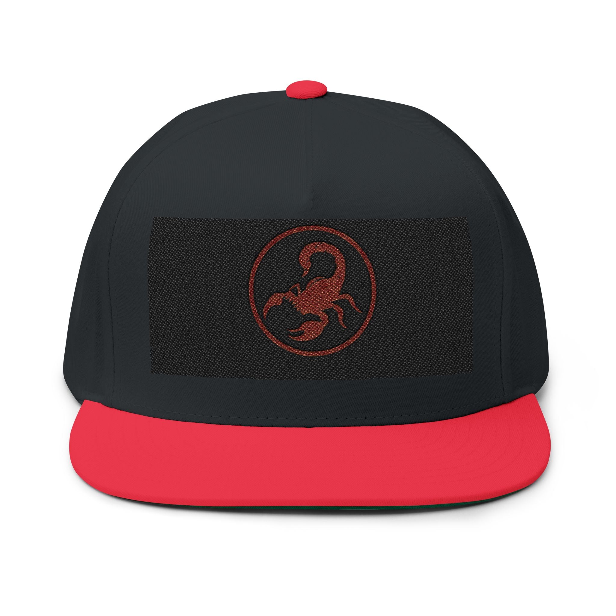Scorpio Embroidered Flat Bill Cap – Red Zodiac Scorpion Snapback