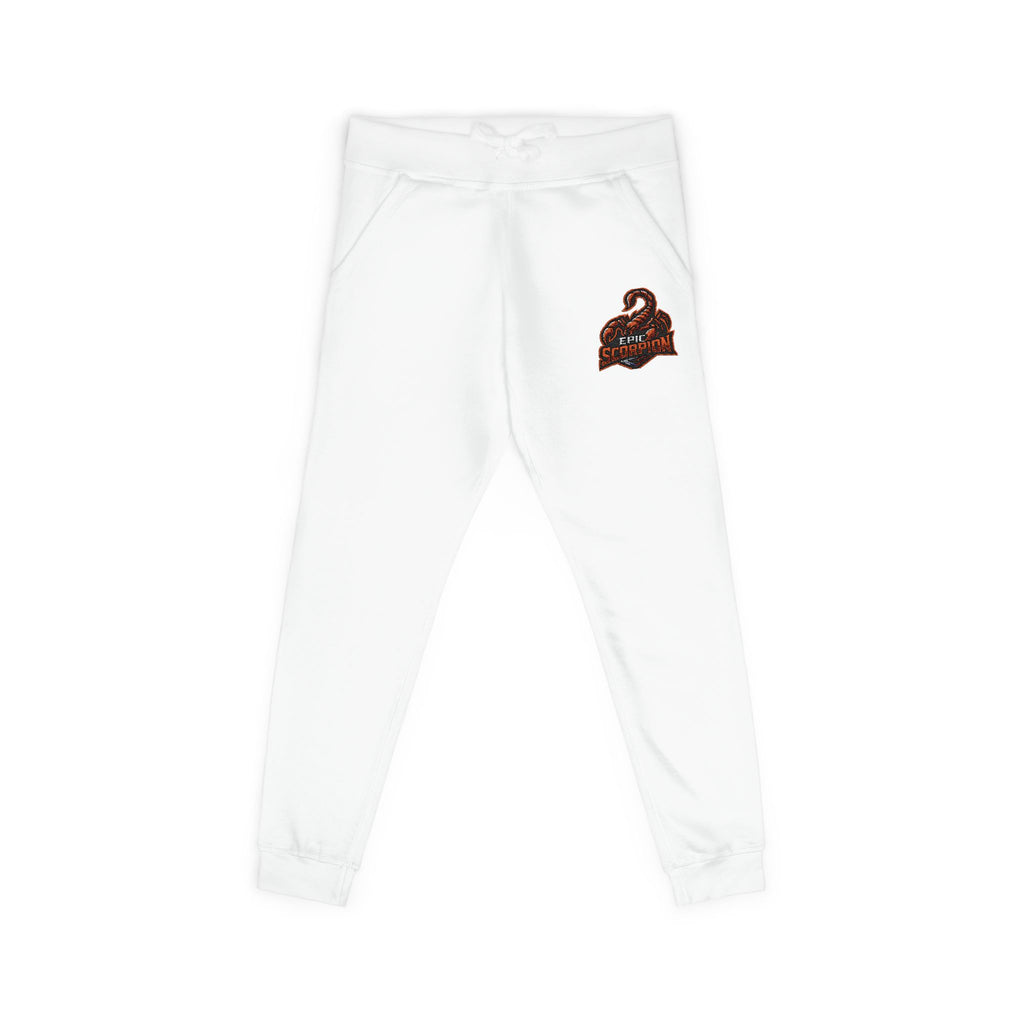 Embroidered Snake Logo Fleece Sweatpants — Cozy White Joggers