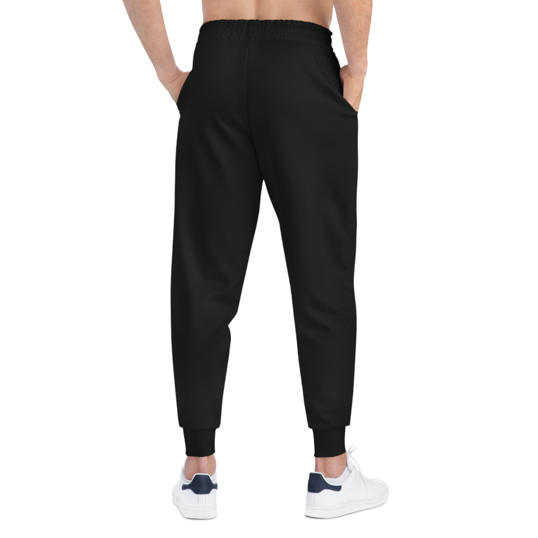 Black Athletic Joggers with Red Spartan Logo — Men's Casual Sports Pants