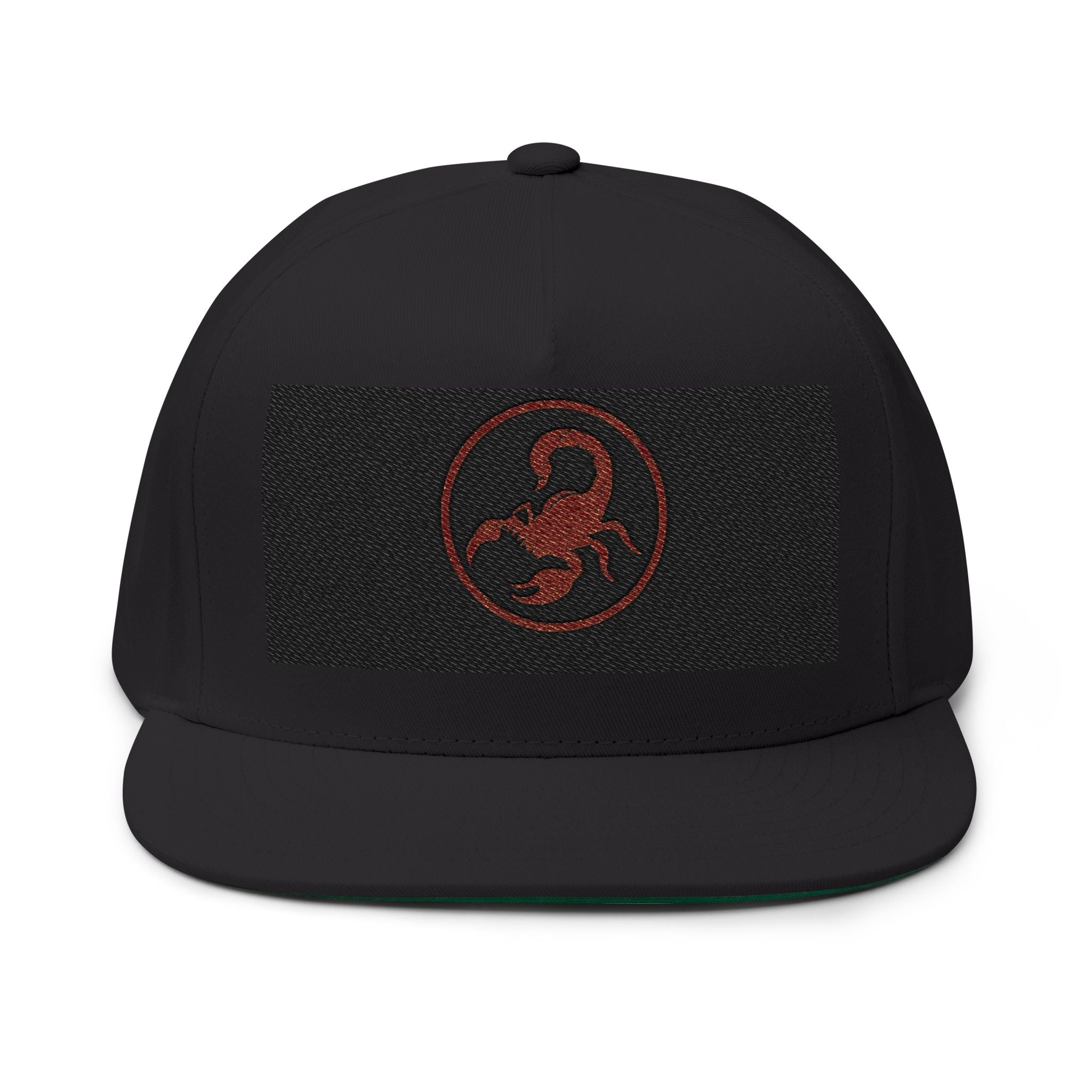 Scorpio Embroidered Flat Bill Cap – Red Zodiac Scorpion Snapback