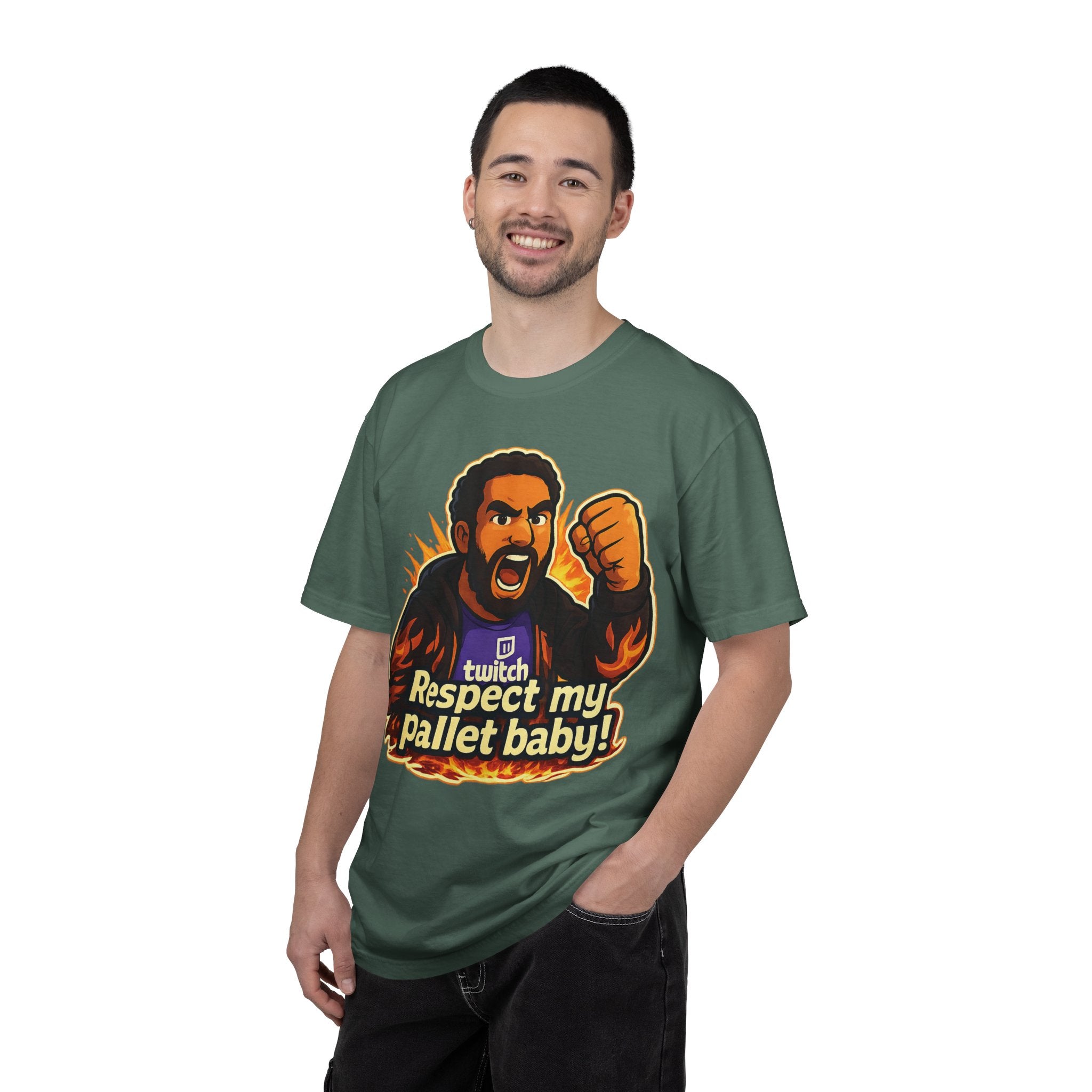 T-Shirt — "Respect My Pallet Baby!" Twitch Gaming Tee with Epic Scorpion Back