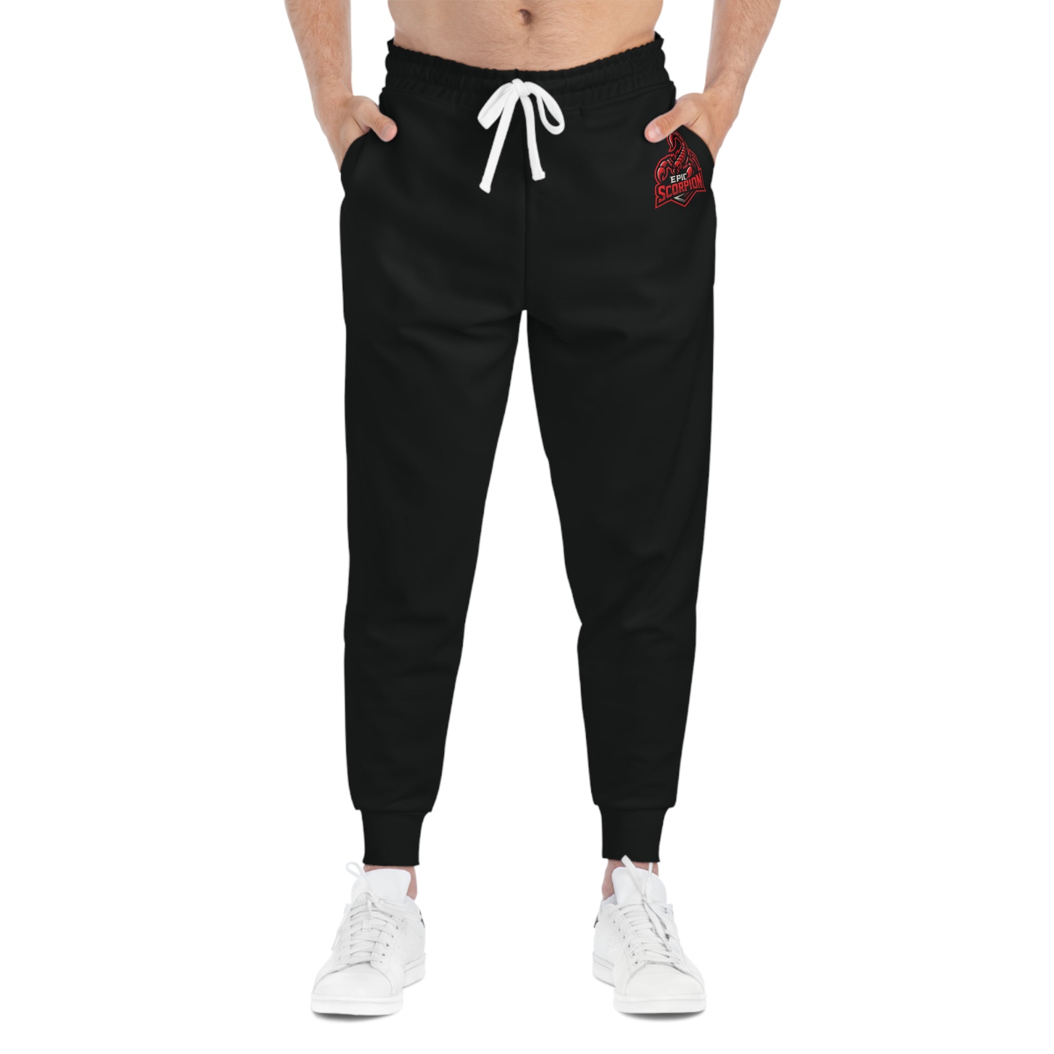 Black Athletic Joggers with Red Spartan Logo — Men's Casual Sports Pants