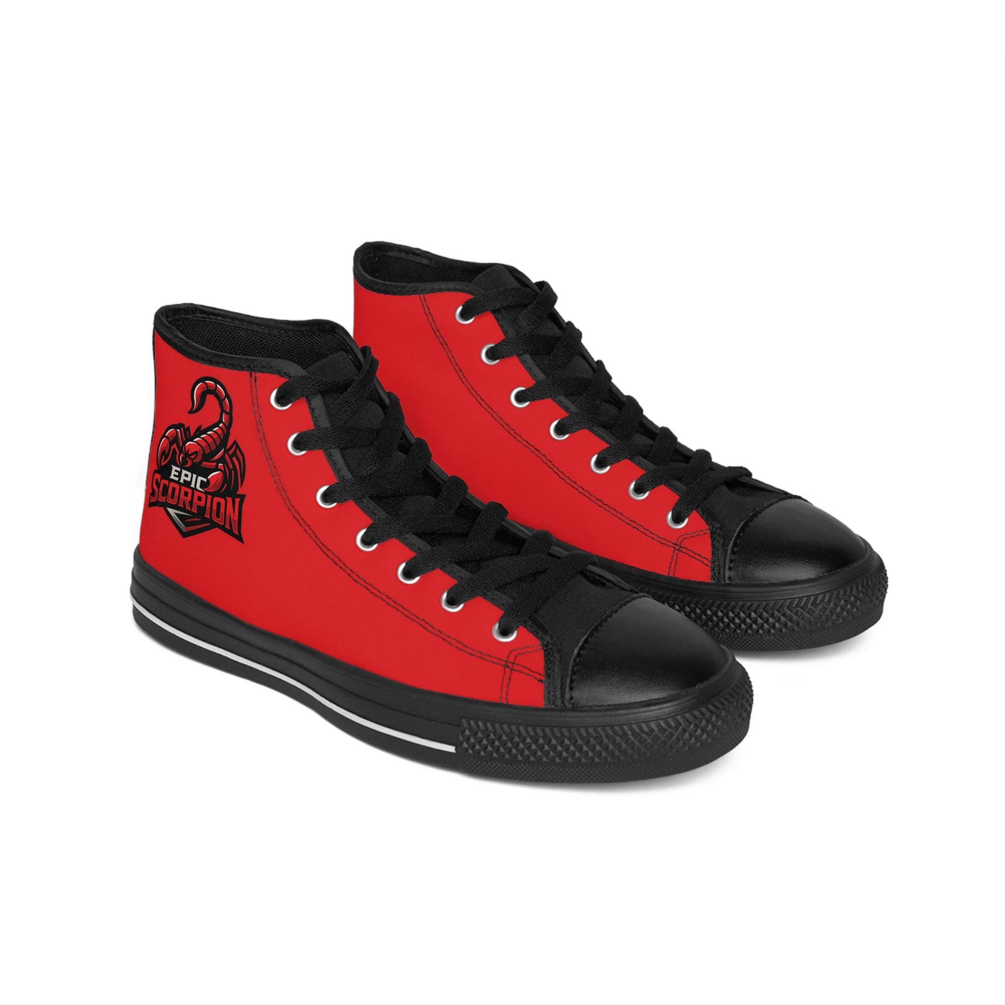 Epic Scorpion High-Top Sneakers — Red Graphic Men's Classic Sneakers