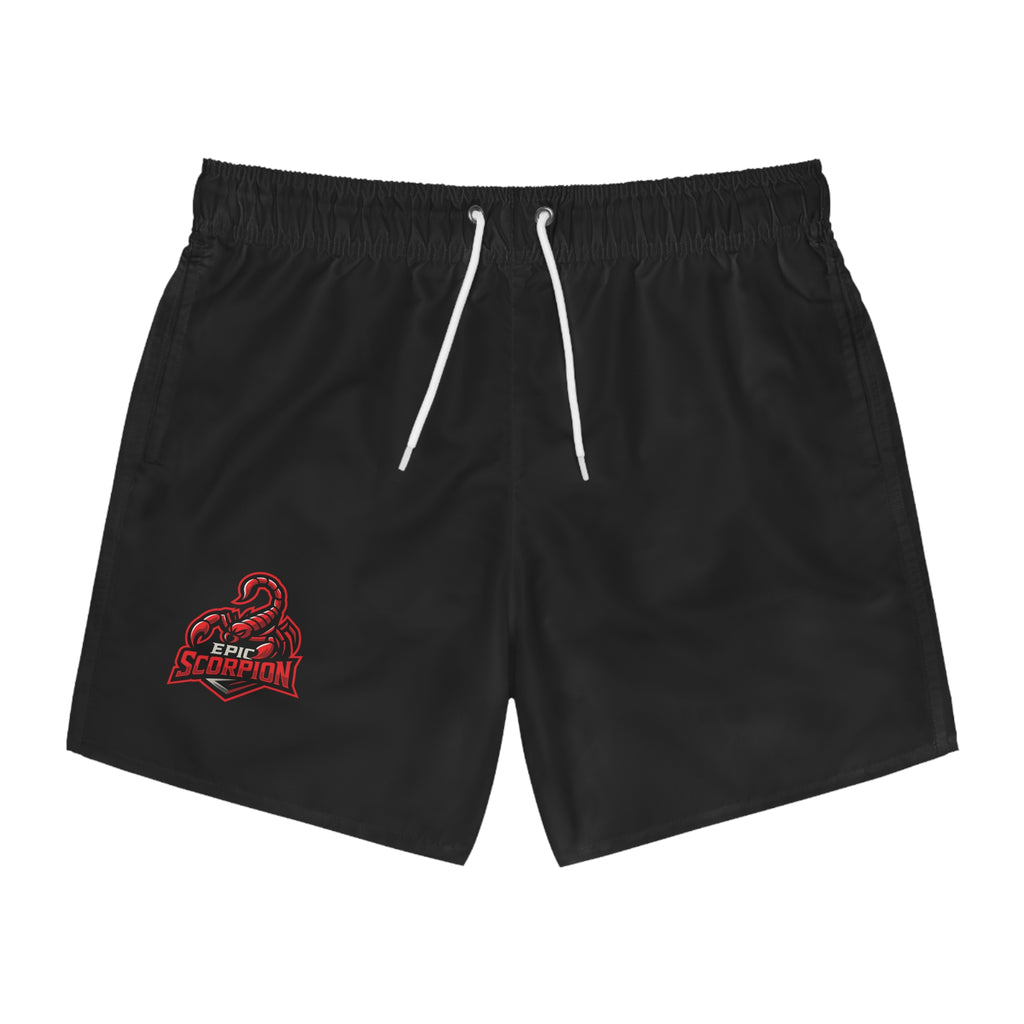 Scorpion Logo Swim Trunks – Black Athletic Beach Shorts
