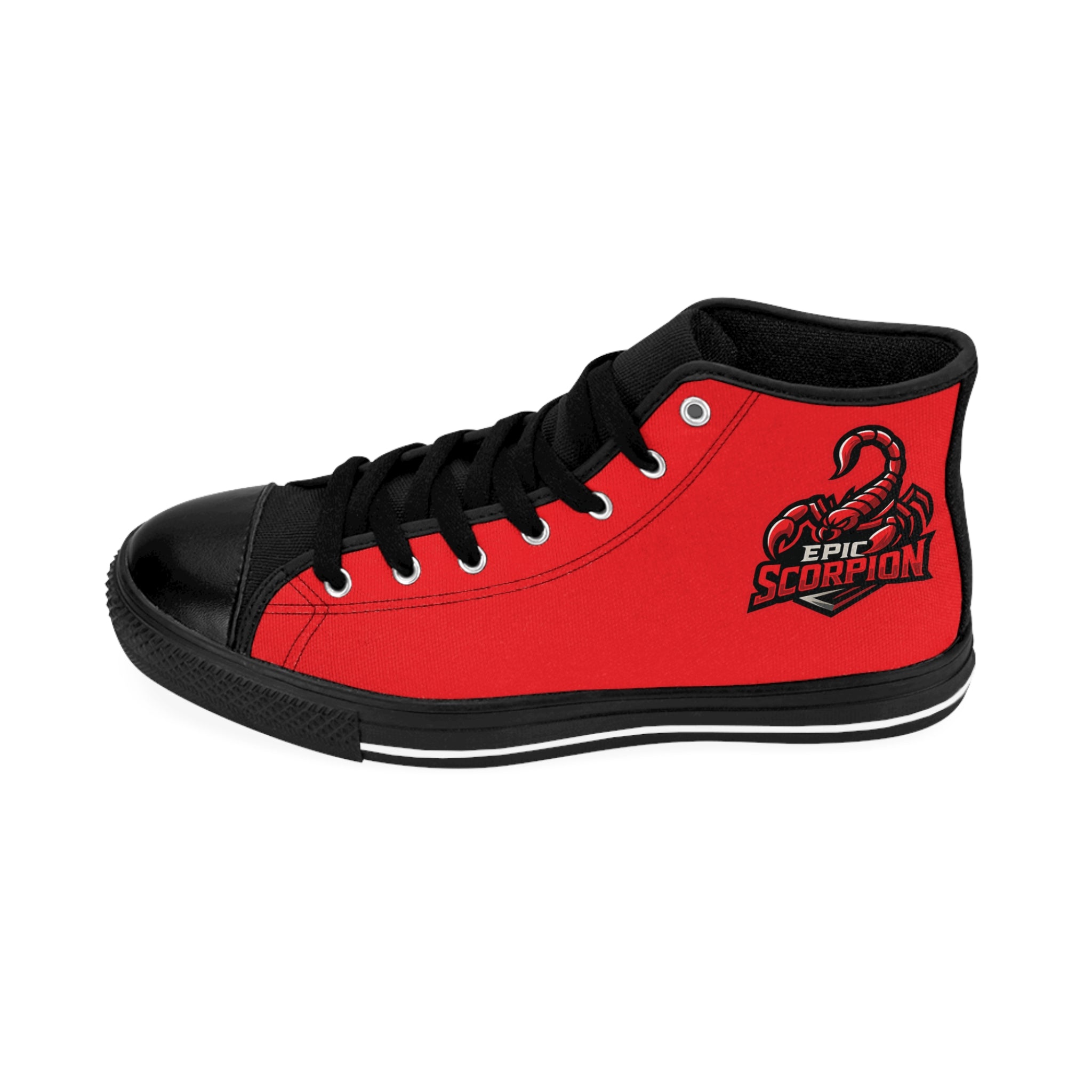 Epic Scorpion High-Top Sneakers — Red Graphic Men's Classic Sneakers